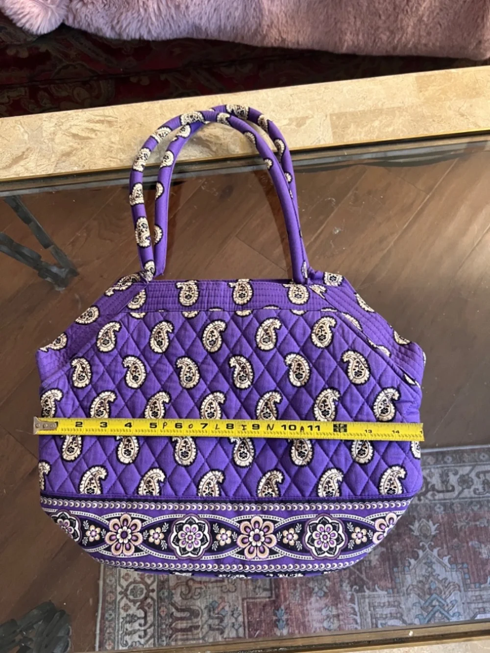 NEW Vera Bradley Simply Violet Paisley Angle Bag quilted cotton exterior